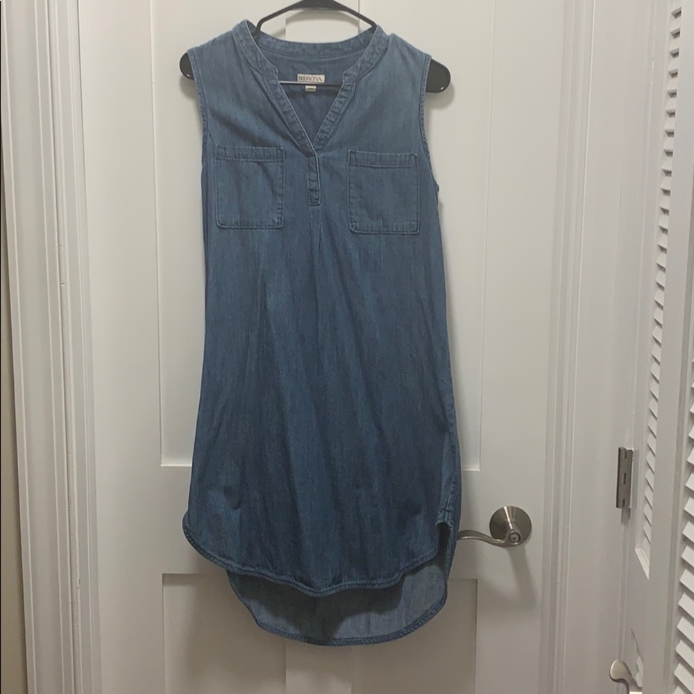 100% cotton denim smock dress